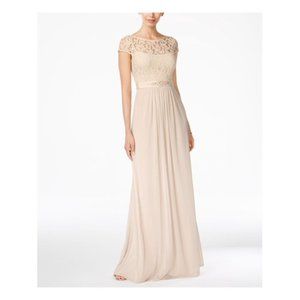 ADRIANNA PAPELL NWT Romance Bridesmaid Stretch Tulle Almond Pinky Dress 8